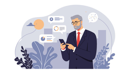 a man in a suit and tie is using his phone