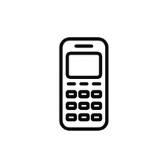 Obraz premium Basic Feature Phone Icon Black and White Outline of a Simple Mobile Device