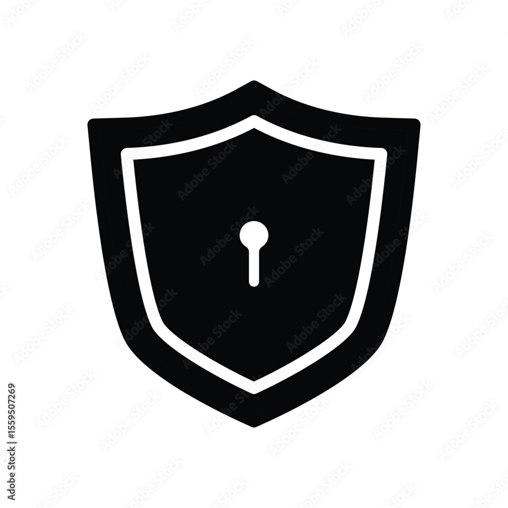 Poster shield with key hole solid icon vector design good for web or mobile app