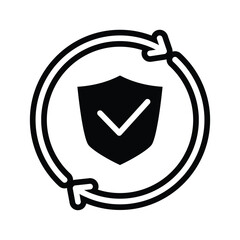 shield and recycle solid icon symbol of protection vector design good for web or mobile app