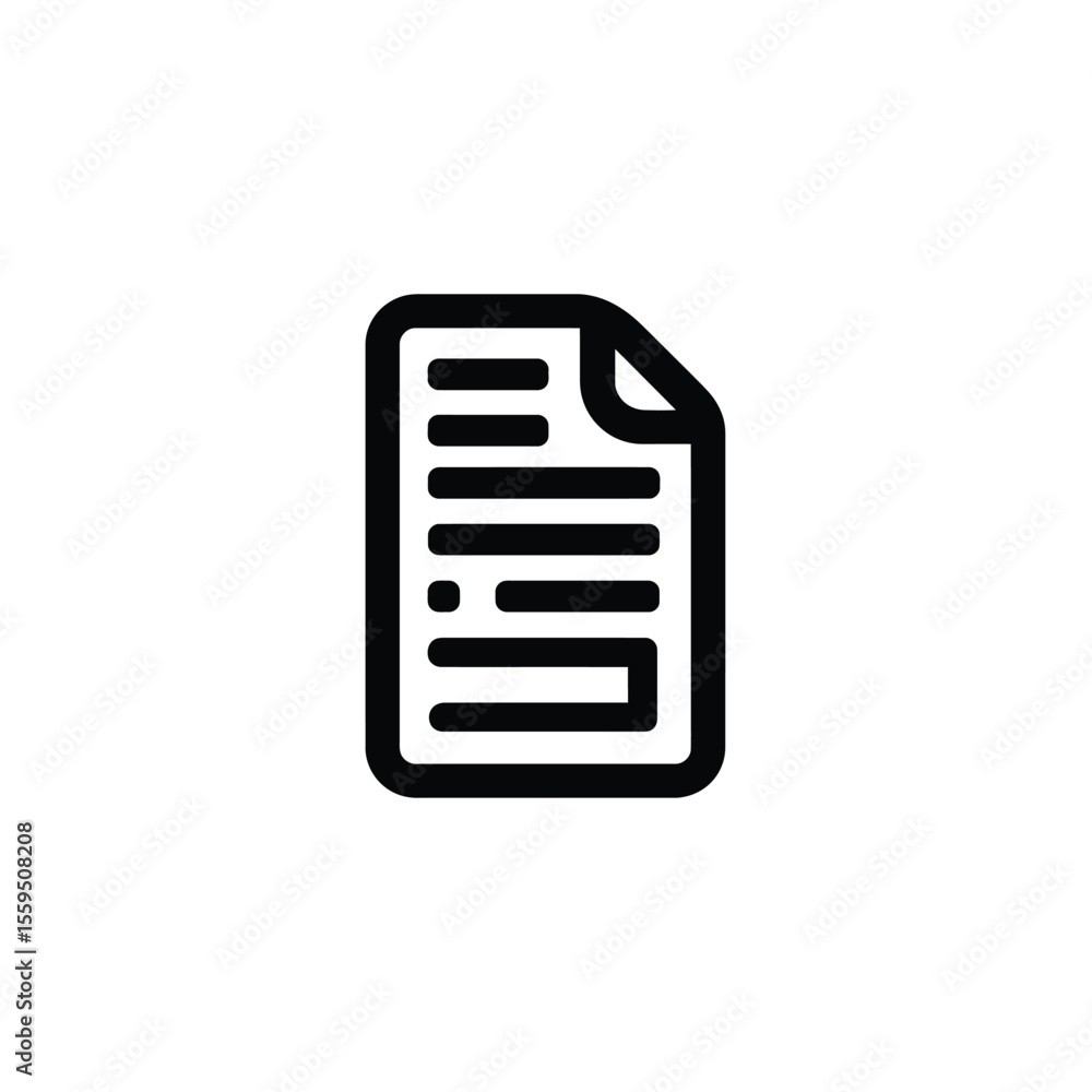 Poster black and white icon of a document with text and rounded corners