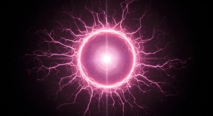 Electrifying Circular Lightning Burst with Bright Central Light in Dark Background