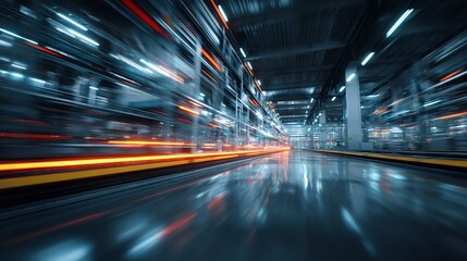 Smart industry concept with abstract high-speed data – digital transformation and automation

