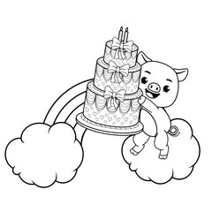 Happy Birthday Coloring Page with cute pig