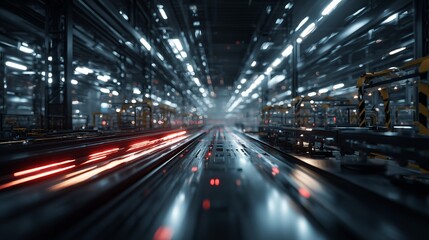Smart industry concept with abstract high-speed data – digital transformation and automation

