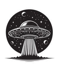 Ufo Alien Icon Vector Design on White Background.