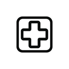 Fototapeta premium Black and White of a Medical Cross Centered Inside a Rounded Square Border