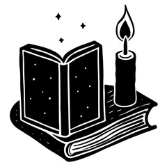 A must-have vector for book lovers—silhouette of candlelight and open book for thoughtful, serene design projects.