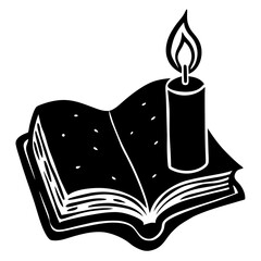 Moody and nostalgic, this book and candle silhouette is perfect for dark academia, magical realism, or quiet nighttime designs.

