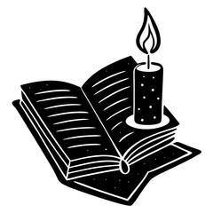 A peaceful book and candle silhouette vector—great for cozy reading scenes, storytelling designs, or World Book Day illustrations.