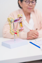 Elderly woman Patient consultation with doctor for Colon disease, Large Intestine, Colorectal...