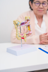 Elderly woman Patient consultation with doctor for Colon disease, Large Intestine, Colorectal...
