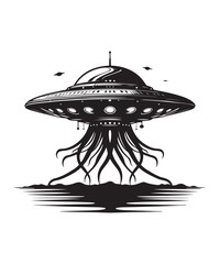 Ufo Alien Icon Vector Design on White Background.