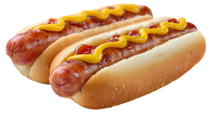 Two Hot Dogs Mustard Ketchup Delicious Food
