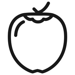 Coconut Fruit icon with line design style and transparent background