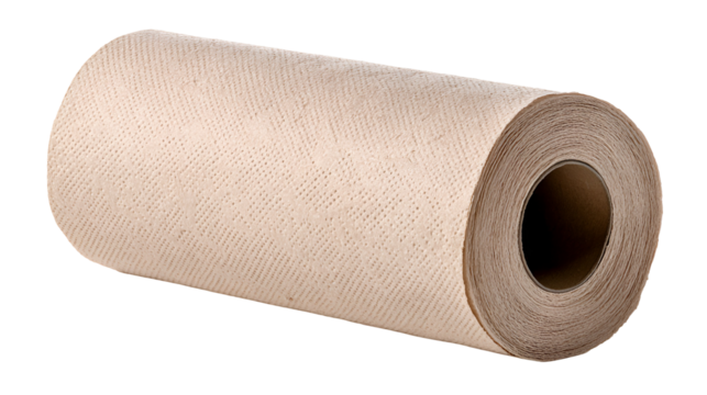 Beige paper towel roll on black background