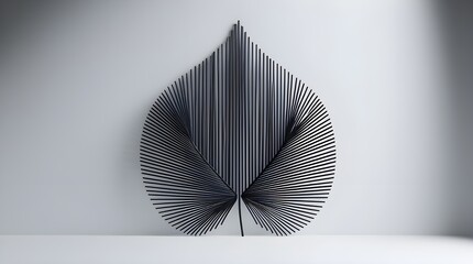 black and white leaf with white background.