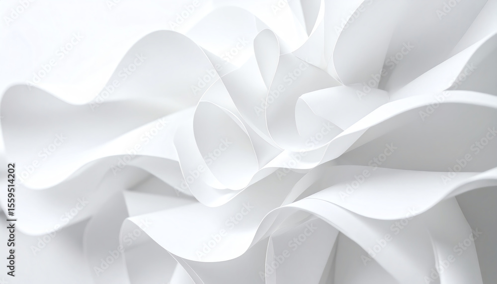 Poster abstract white paper curls create a soft, textured appearance, emphasizing elegance and simplicity i