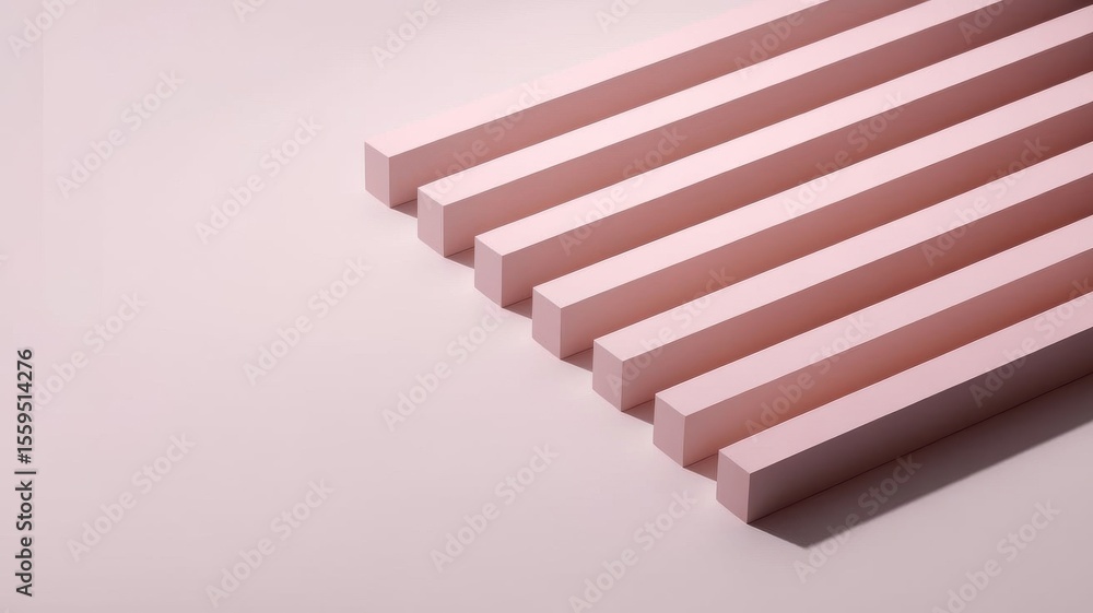 Poster pale pink bars arranged diagonally to form a pattern on a matching surface