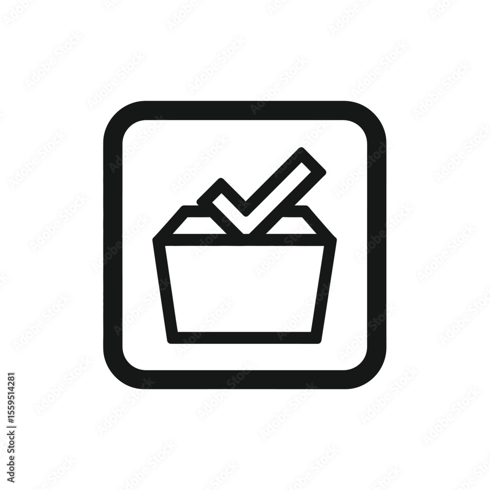 Aufkleber black line art square featuring a completed checkbox icon design