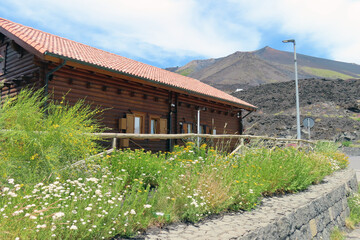 House on the slope of Etna volcano, Italy, Sicily