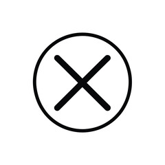 Obraz premium Black Line Cross Mark Inside Circle Sign on White, Delete or Remove Icon