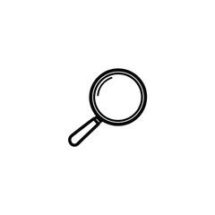 Black Magnifying Glass Outline Icon with Transparent Background Simple Sleek Design