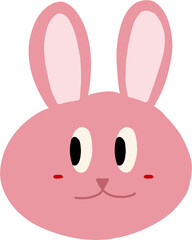 Cute Pink Bunny Face Character Illustration