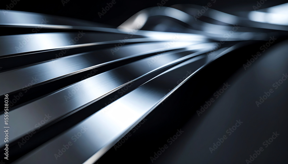 Aufkleber shiny metallic surfaces create a dynamic, flowing pattern against a dark background, highlighting th