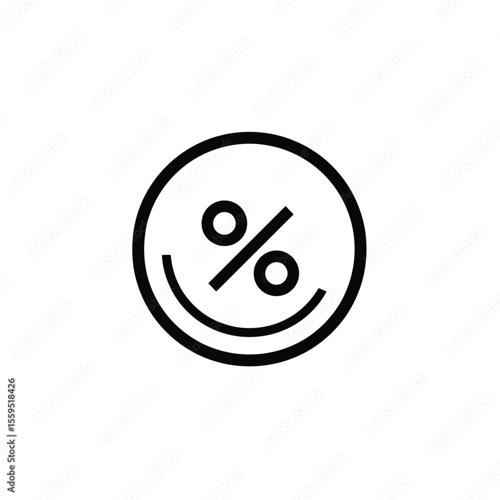 Poster black percent icon in a circle isolated with transparent background