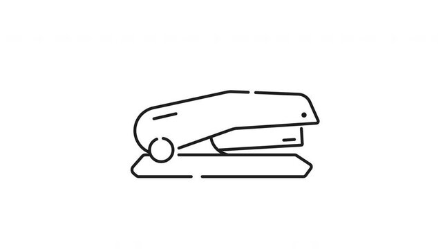 Stapler line animation. Stapler icon animation for presentations, websites, or educational videos featuring a moving line drawing of a stapler in action. Great for officethemed designs.