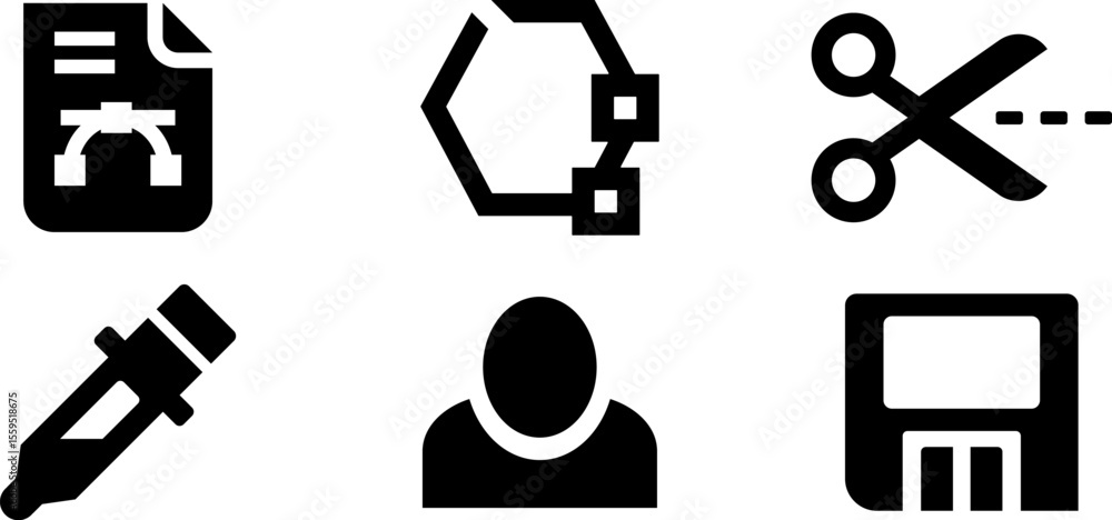 Poster modern rounded filled developer icon set