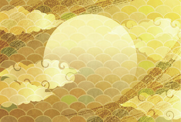 月見　金　風景　秋　背景	