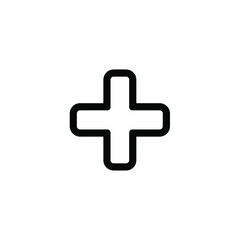 Obraz premium Black Plus Sign Icon on White Background Symbol of Addition and Mathematics