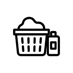 Laundry basket with soap icon on transparent background representing dorm laundry and cleaning essentials
