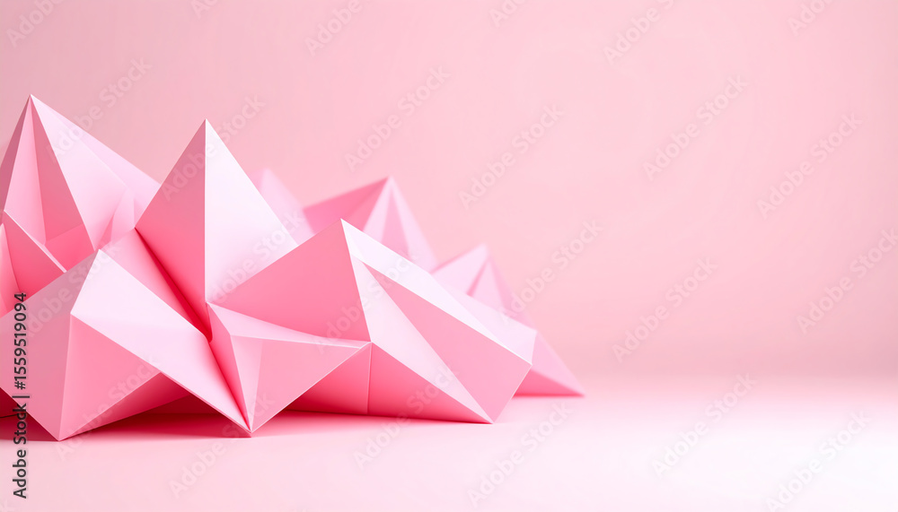 Poster abstract pink pyramids create a playful and modern aesthetic on a soft pink background, highlighting