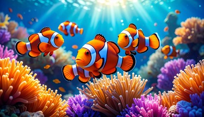 Vibrant Coral Reef with Clownfish