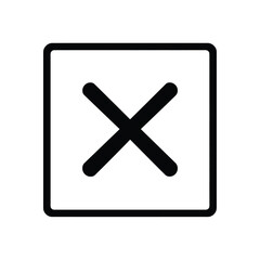 Fototapeta premium Black Square Containing a Black 'X' Mark Against a White Background, Simple Icon
