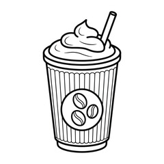 Simple black silhouette of a bowl with a handle isolated on white background