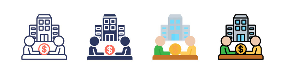 Broker Multi Style Icon Set Vector 