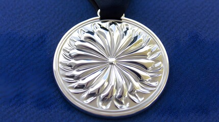 Elegant Silver Medallion with Intricate Chrysanthemum Design