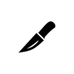 Black silhouette hunting knife icon in minimalist flat design on white background