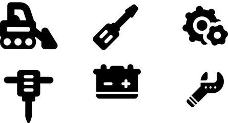 Modern Rounded Filled Industrial Elements Icon Set