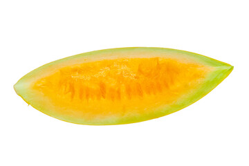 High Quality PNG Picture of honeydew melon slice on white background.