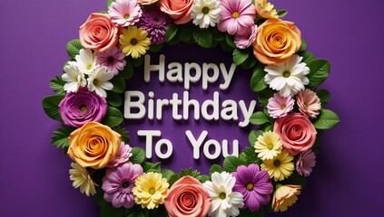 happy birthday card with flowers