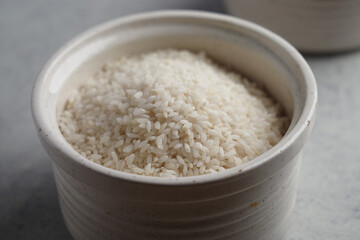Bowl of white rice ready for cooking meals