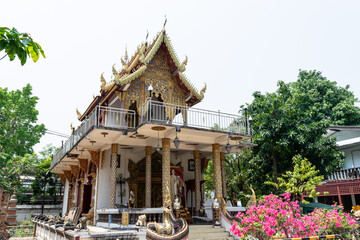 Ornate buddhist temple exhibiting traditional thai architecture in bangkok