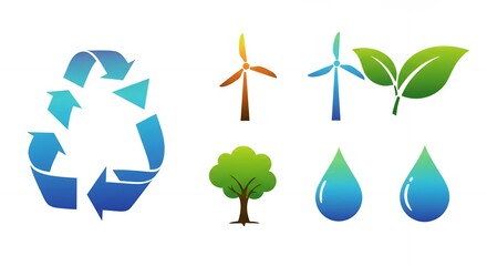 Obraz premium Blue Green Recycle Symbol and Environment Icons