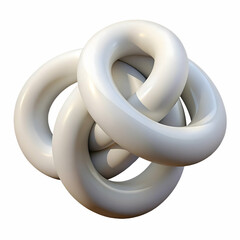 Twisted hollow loops white for modern abstract 3D renders and clean elegant minimal futuristic digital backgrounds


