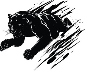 Aggressive Black Panther Vector: Powerful, Dynamic, Ink Style Illustration